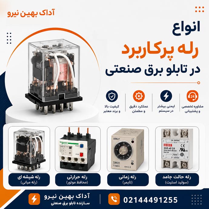 رله های پرکاربرد در تابلو برق صنعتی